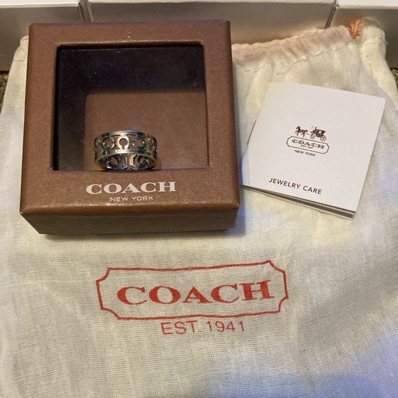 Authentic Coach Bangles Signature Logo Patterns Styles Size 7 Ring Silver Gold - Picture 4 of 16